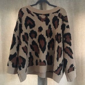 Oversized Leopard Print Sweater